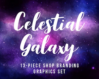 Galaxy Nebula Shop Branding Banners, Avatar Icons, Business Card, Logo Label + More - 13 Premade Graphics Files - CELESTIAL GALAXY