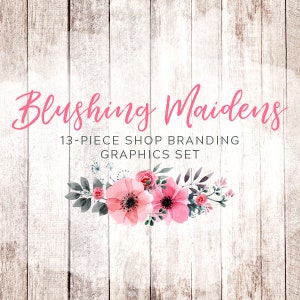 Rustic Shabby Chic Shop Branding Banners, Avatar Icons, Business Card, Logo Label + More - 13 Premade Graphics Files - BLUSHING MAIDENS