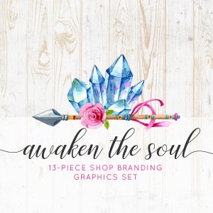 Banderoles de la boutique Etsy, icônes d'avatar, carte de visite, étiquette logo et plus - 13 fichiers graphiques de marque préfabriqués - AWAKEN THE SOUL