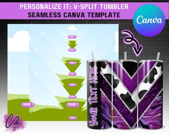 V-Split Tumbler Canva Template: 20oz Skinny Wrap (Digital Download)