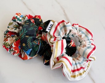 Rifle Paper Co Christmas Scrunchies, Festive Holiday Womens Hair Accessories