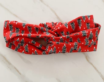 Rifle Paper Co Holiday Headband, Red Tree Farm Womens Christmas Turban Twist Headwrap