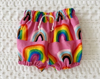 RTS rainbow pride bloomers, baby and toddler shorts, gender neutral baby outfit