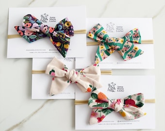 Rifle Paper Co Floral Baby Bow, One Size Fits All Nylon Headband, Baby and Toddler Girls Hair Bow