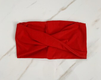 Solid Rust Red Extra Wide Turban Twist Headwrap, Womens Headband