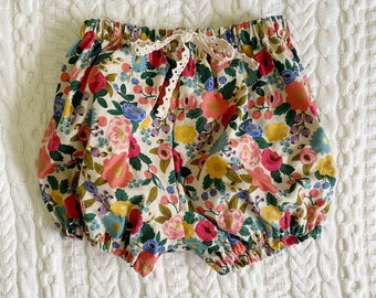 3T Rifle Paper Co Bloomers, Toddler Girl Shorts, Floral Bummies