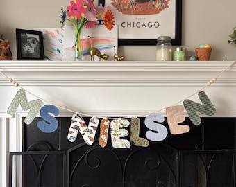Personalized Teacher Name Banner, Classroom Decor, Custom Fabric Letter Garland