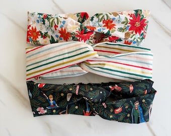 Rifle Paper Co Christmas Headband, Holiday Classics Womens Headband, Turban Twist Headwrap, Stretchy Comfortable Women’s Hairband