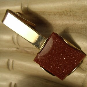 Tie Clip Mica Sandstone Sparkly Orange Vintage Tie Bar