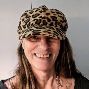 Cap Leopard print Slouchy soft velvet Newsboy cap