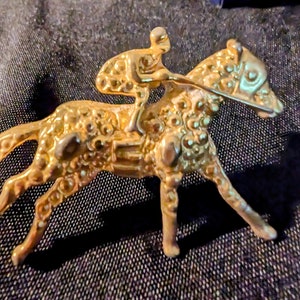 Race Horse and Jockey special Pin Brooch vintage