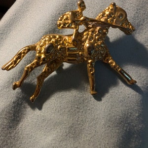 Vintage Napier Horse Brooch Pin Gold Tone In Original