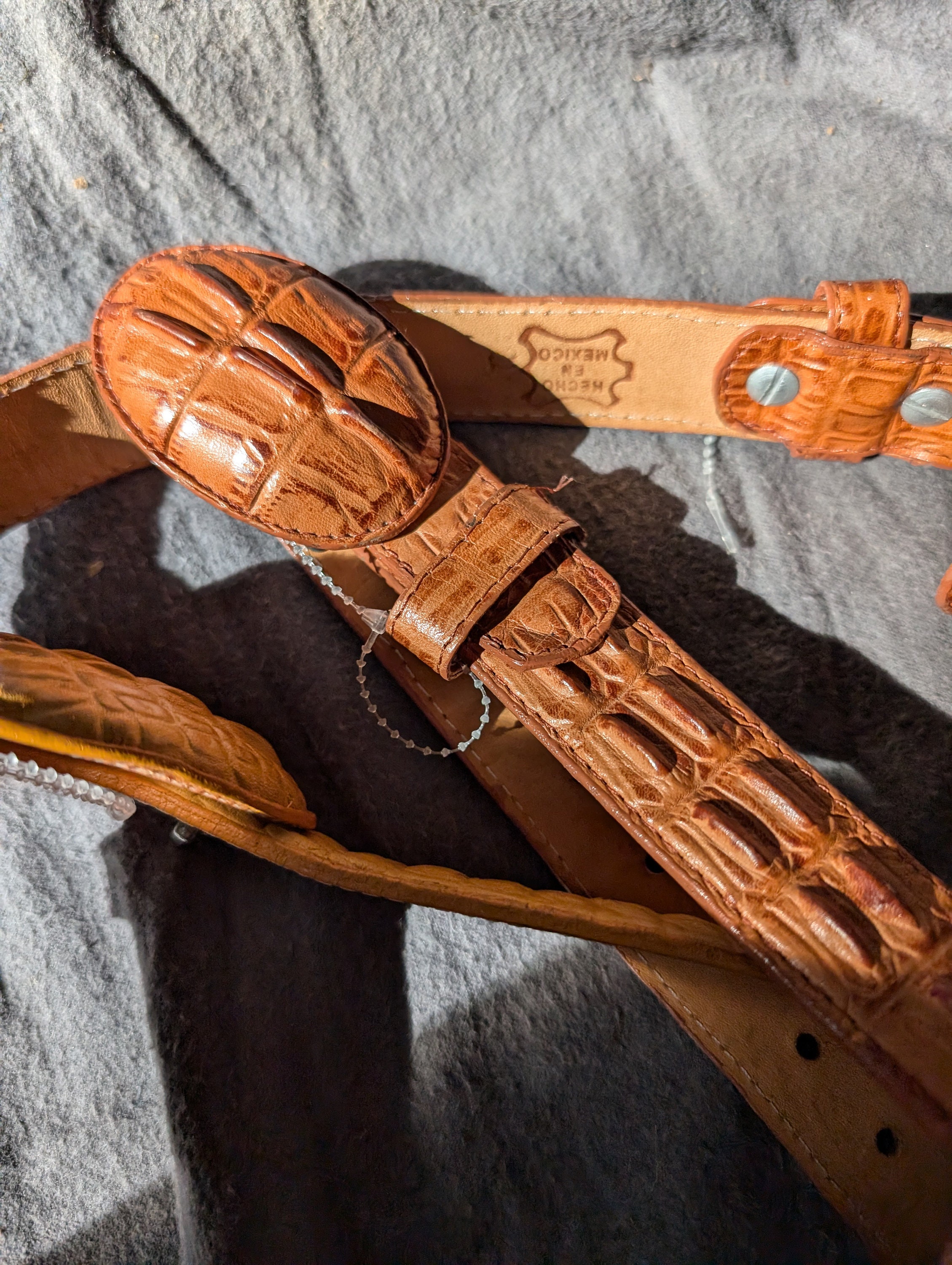 Garbo real alligator skin belt made in Mexico Cigar Brown Caiman Hornback  main image 2