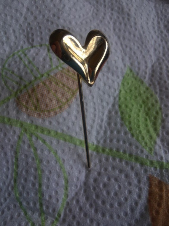Heart Shaped Silver Stick Pin Hat Pin Tie Tack