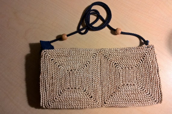 Vintage Straw Handbag Purse - image 1