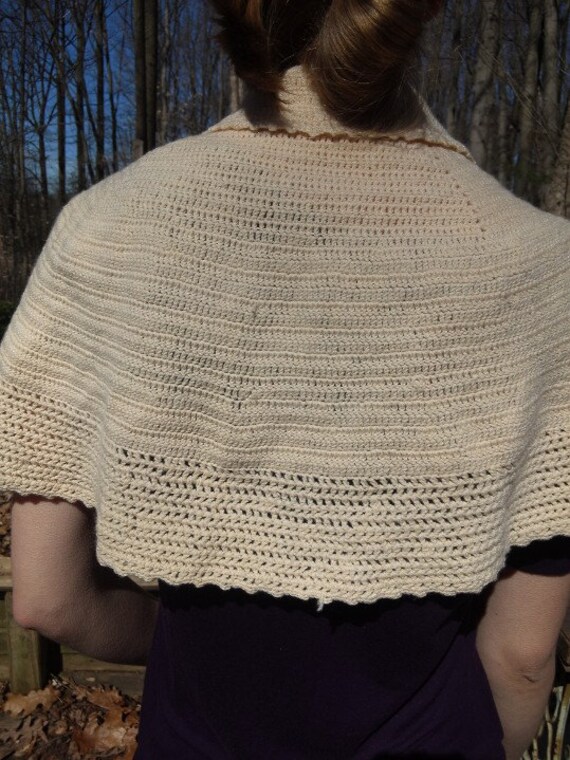 Capelet Cream Crochet Cape Wool - image 2