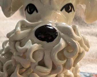 Italian Poodle figurine with Spaghetti Curls Large and Luxe