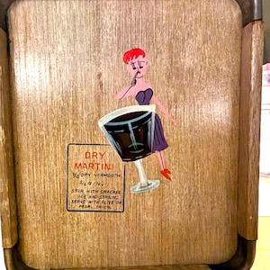 Vintage Martini Tray: Cartoon Lady Art Deco Bar Cart Decor
