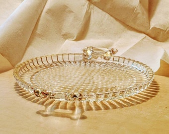 Gold Glass Circle Tray with 2 Handles