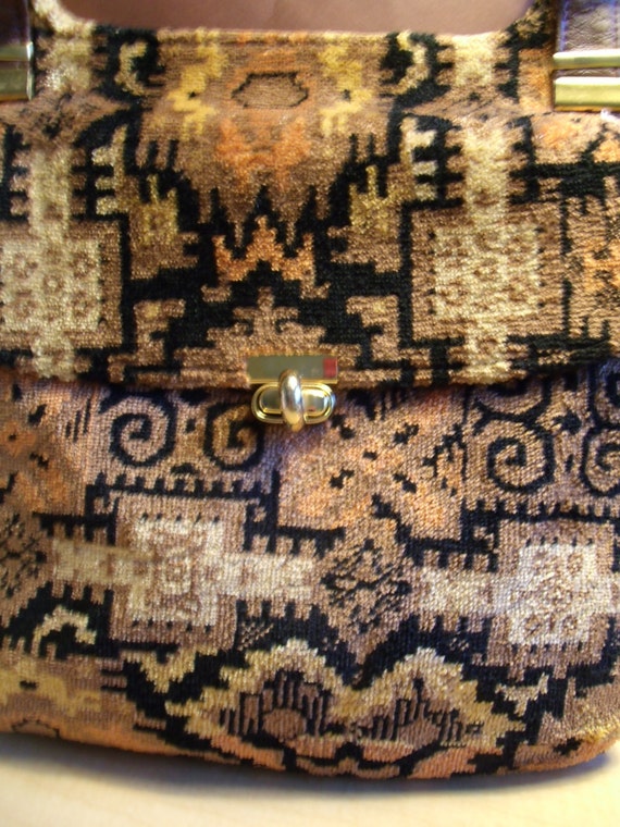 Vintage Tapestry IKAT Carpet Bag Purse Shoulder B… - image 2