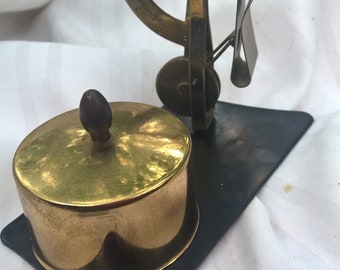 Brass Postal Scale and Stamp Keeper