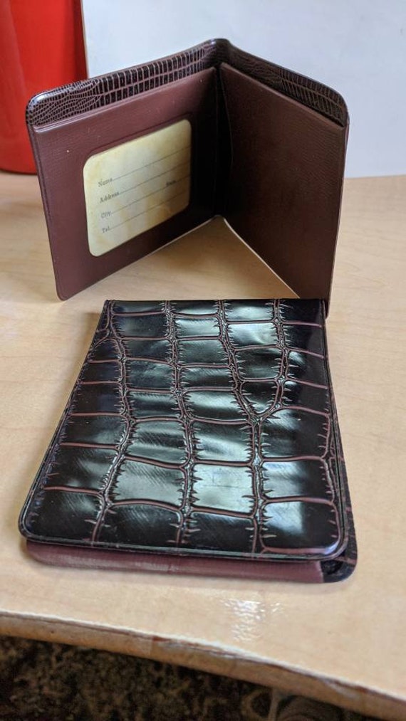 Vegan Leather Wallet Bi-fold Brown lizard look fo… - image 8