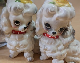 Poodle Cuteness Overload Set of 2 Charming china poodle dog figures