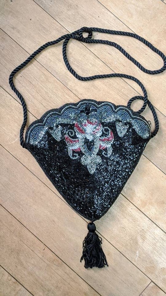 Black Beaded Elegant Evening Bag - image 6
