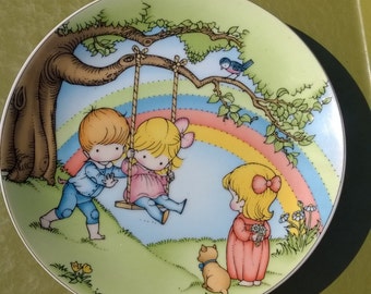 Joan Walsh Anglund Ceramic Plate Springtime Decor Ready to Hang Make Each Day a Rainbow