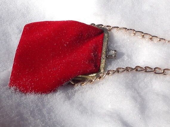 Summer Sale 20% off Red Velvet Purse with Chain - image 3
