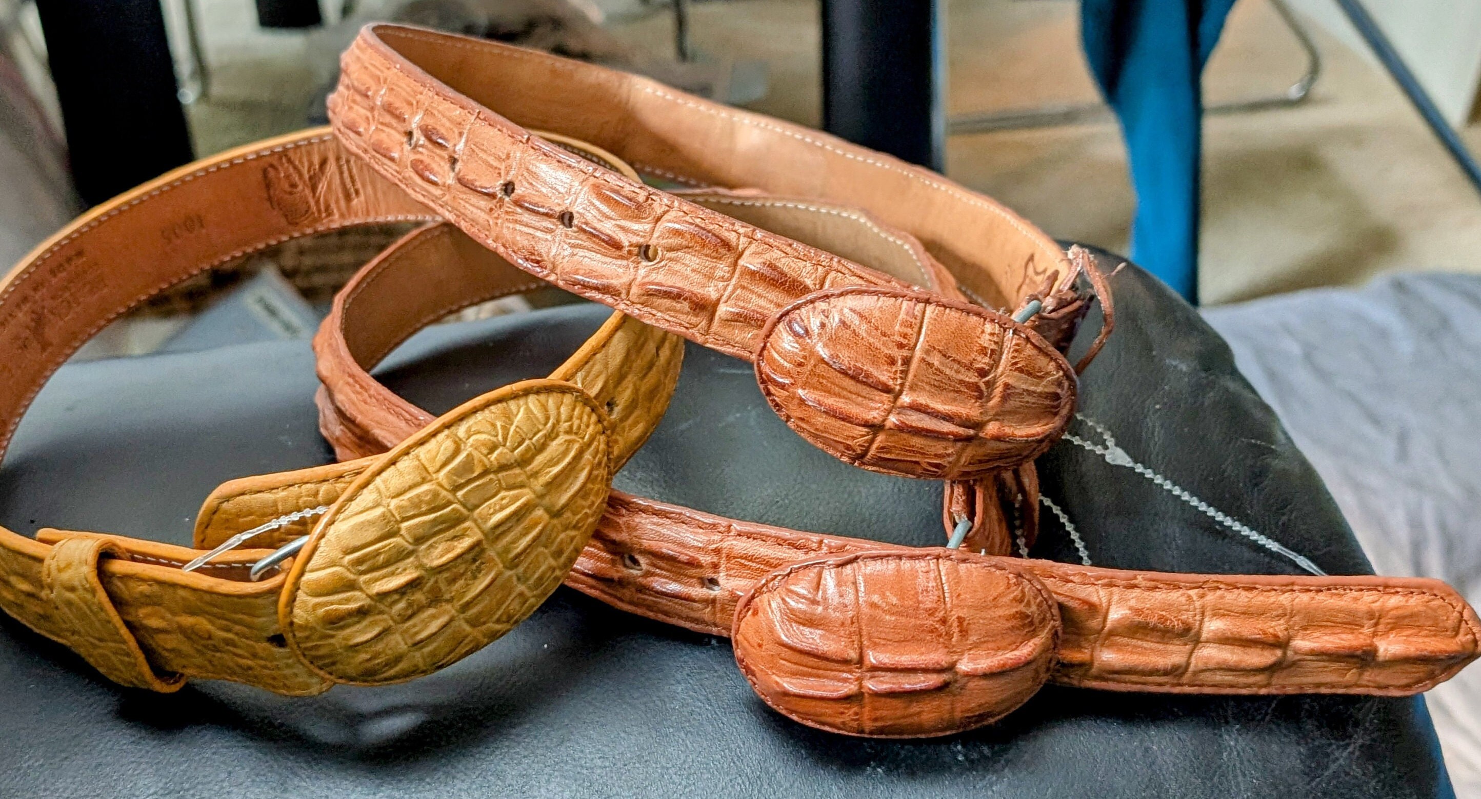 Crocodile ベルト メンズ 本革 ビジネス 140cm ストレッチ 穴