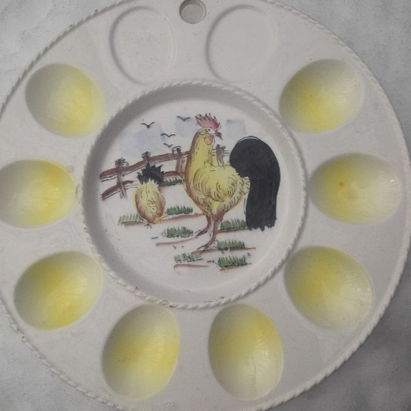 Egg Serving Plate Vintage Chicken Wall Hanging Country Charm