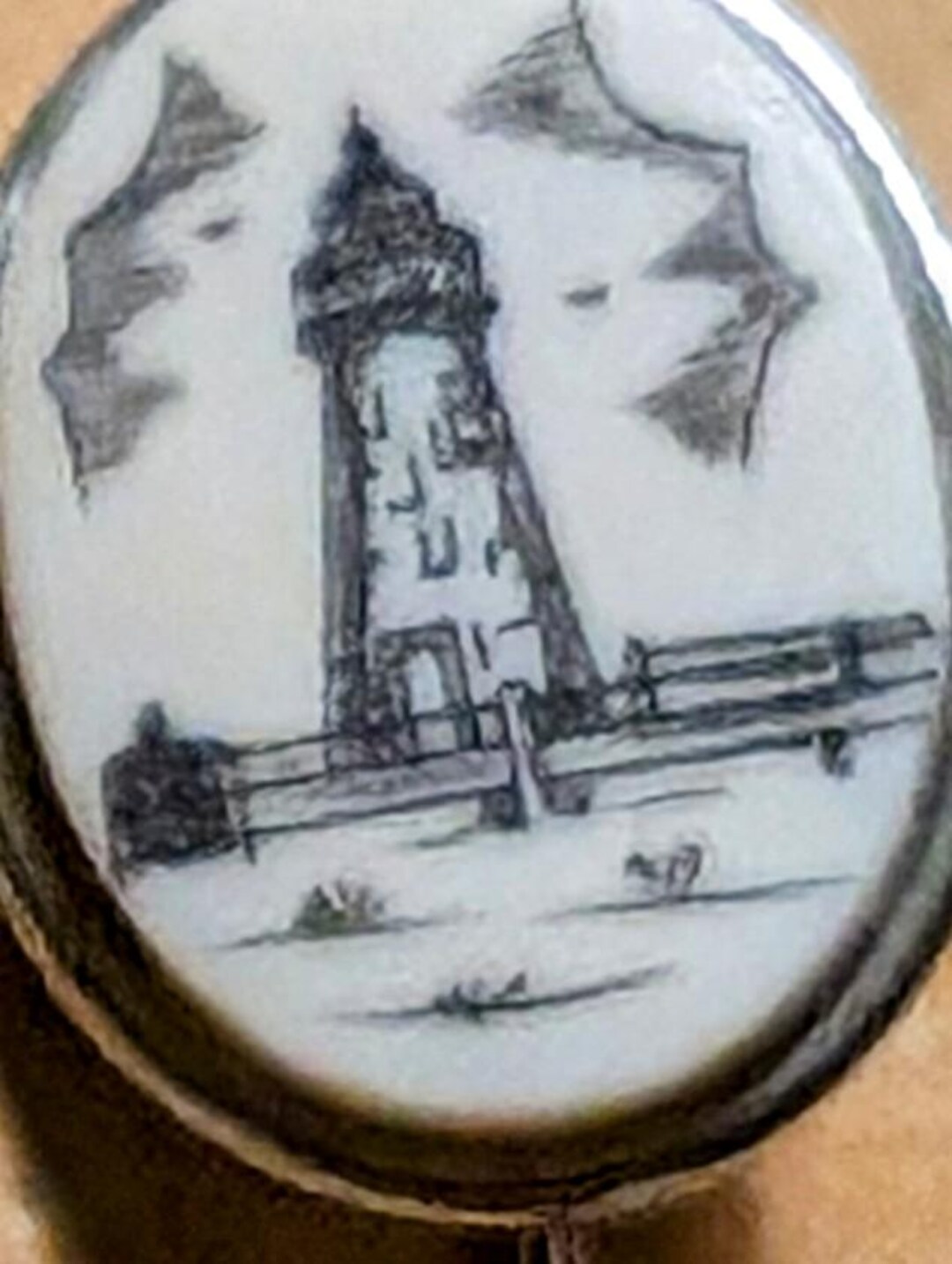 Tie Pin With Scrimshaw-like Engraving on Shell - Etsy