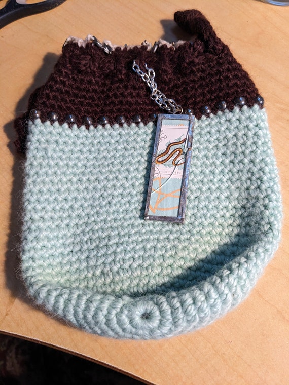 Green Crochet Handmade Bag Purse - image 7