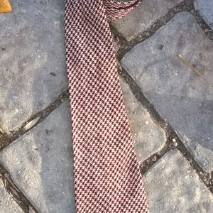 Tie Wool Knit Checkerboard Necktie Cravat Menswear Vintage Accessory