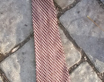 Tie Wool Knit Checkerboard Necktie Cravat Menswear Vintage Accessory