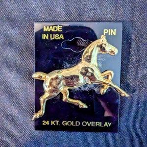 Horse Pin Brooch silver overlaid with 14K gold