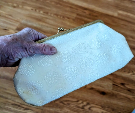 Midcentury White Clutch Bag  Long Luxe Lovely - image 9