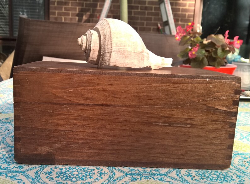 Wooden Library Card File Box Vintage Storage Box Original Wood Finish