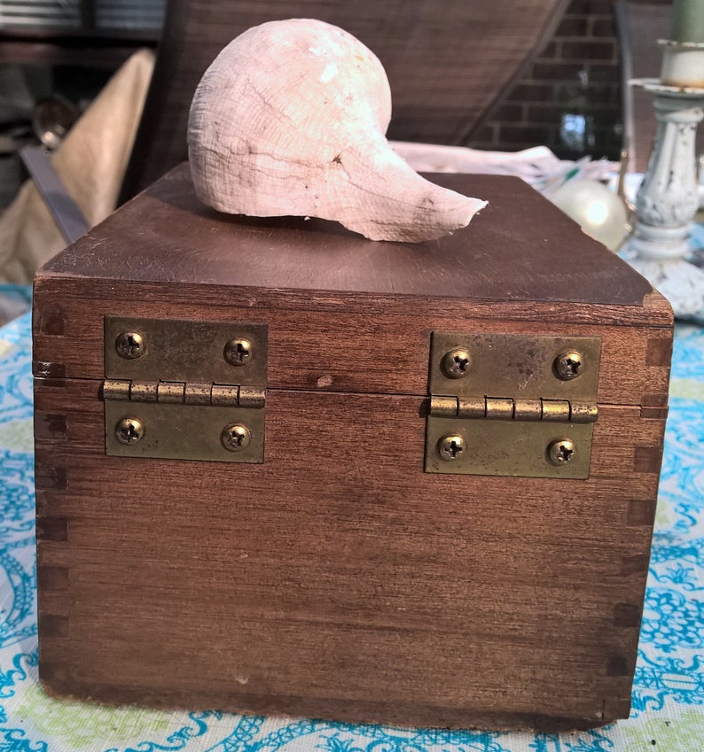 Wooden Library Card File Box Vintage Storage Box Original Wood Finish