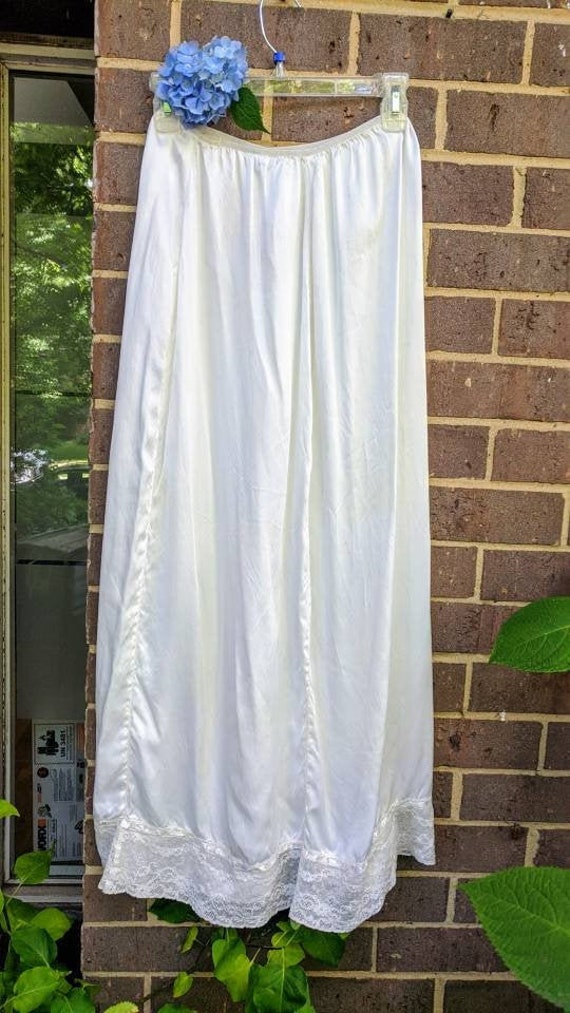 Floor Length Long Petticoat Slip White With Loads of Lace by Mary Barron Etsy