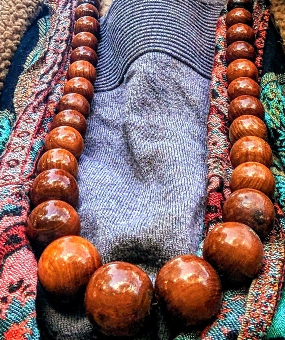 Handcrafted Wooden Beads Fabart Necklace Set 44