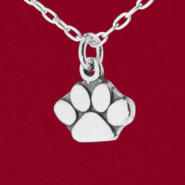 Animal Paw Print Charm Pendant 925 Sterling Silver Jewelry, Dog, Cat, School Mascot - No Chain