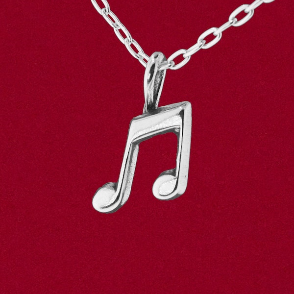 Musical Note Charm Pendant Eighth 8th 925 Sterling Silver Jewelry - No Chain