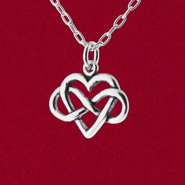 Infinity Symbol Heart Charm Pendant Entwined 925 Sterling Silver Jewelry - No Chain