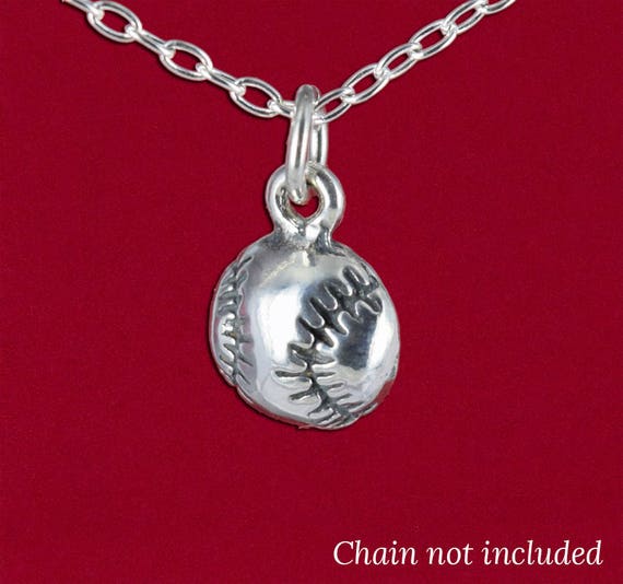Baseball or Softball Charm Pendant 925 Sterling Silver Sided