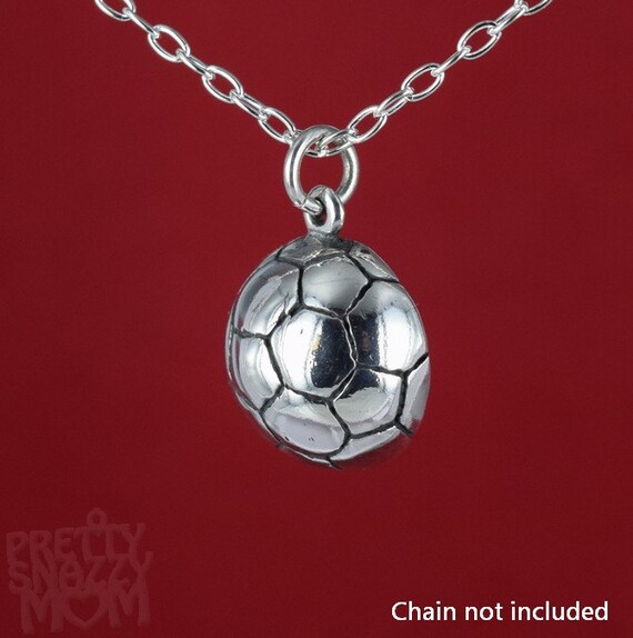 925 Sterling Silver Soccer Ball Half Charm Made in USA