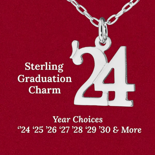Sterling Choice Graduation Year Charm Pendant '23 '24 '25 '26 '27 '28 '29 '30 Double Digit Necklace Handmade 925 Silver Jewelry Number