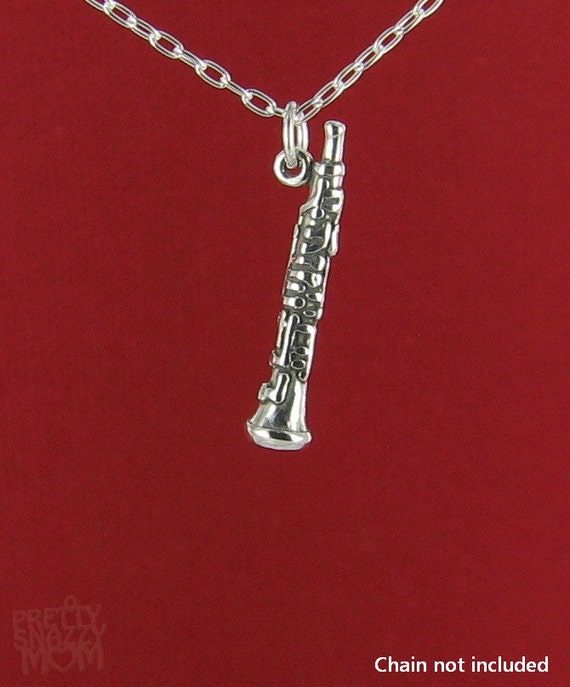 3D CLARINET School Band Instrument Music Charm Pendant Solid 925 STERLING SILVER