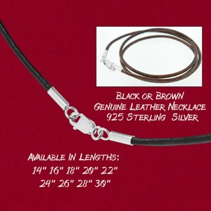 Handmade Genuine Leather Cord Necklace 925 Sterling Silver Lobster Claw Black or Brown Choice 14" 16" 18" 20" 22" 24" 26" 28" 30" Inch Size